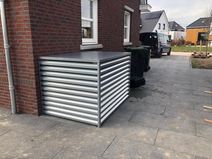 geluidskast warmtepomp tegen gevel